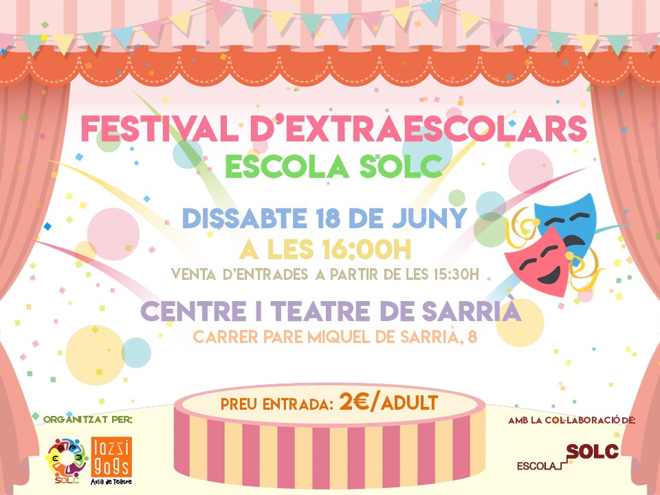 Festival extraescolars: dissabte 18 de&nbsp;juny