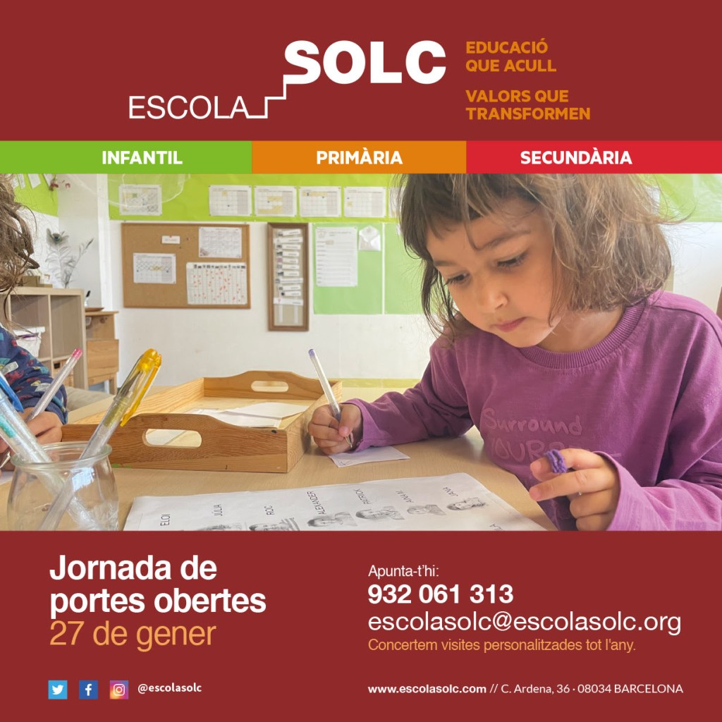 27 de gener! portes obertes de l’escola&nbsp;Solc